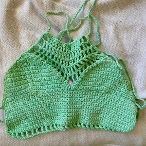 Handmade, teal crochet crop top!
